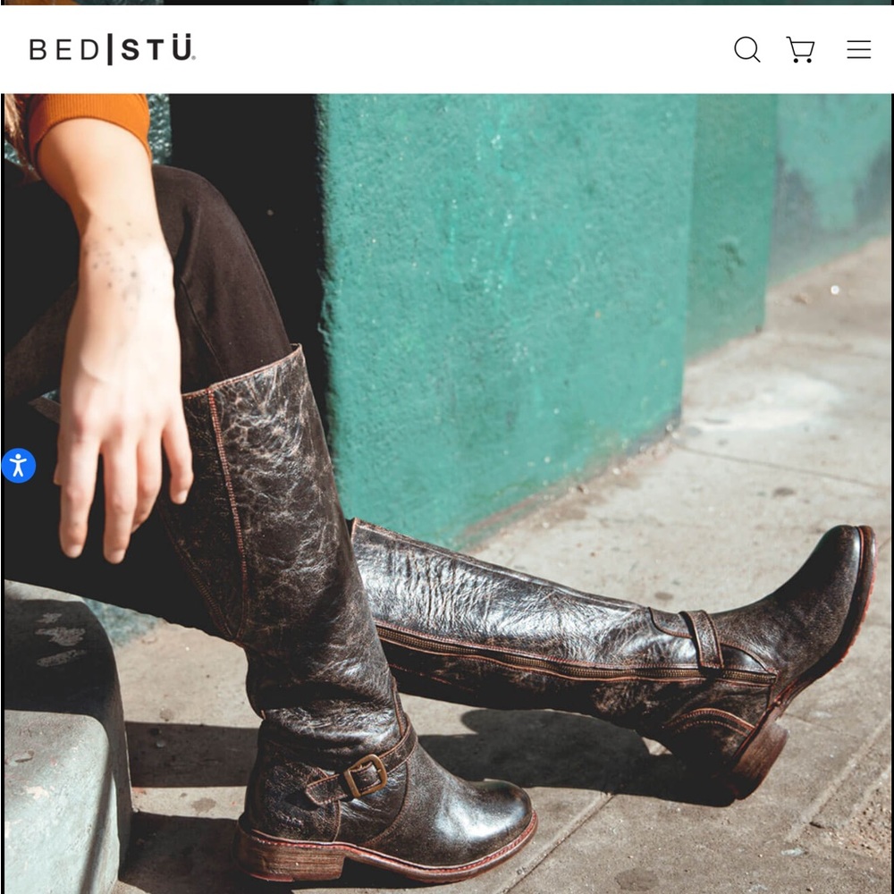 Bed Stu Distressed Black and Brown Leather Boots - Picture 10 of 10